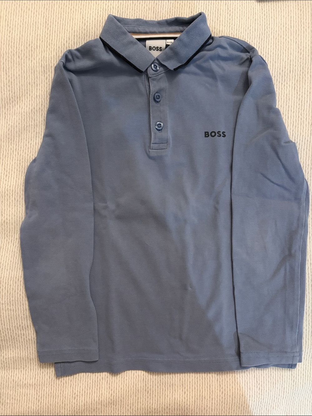 BOSS Boys' Long-Sleeve Polo in Light Blue